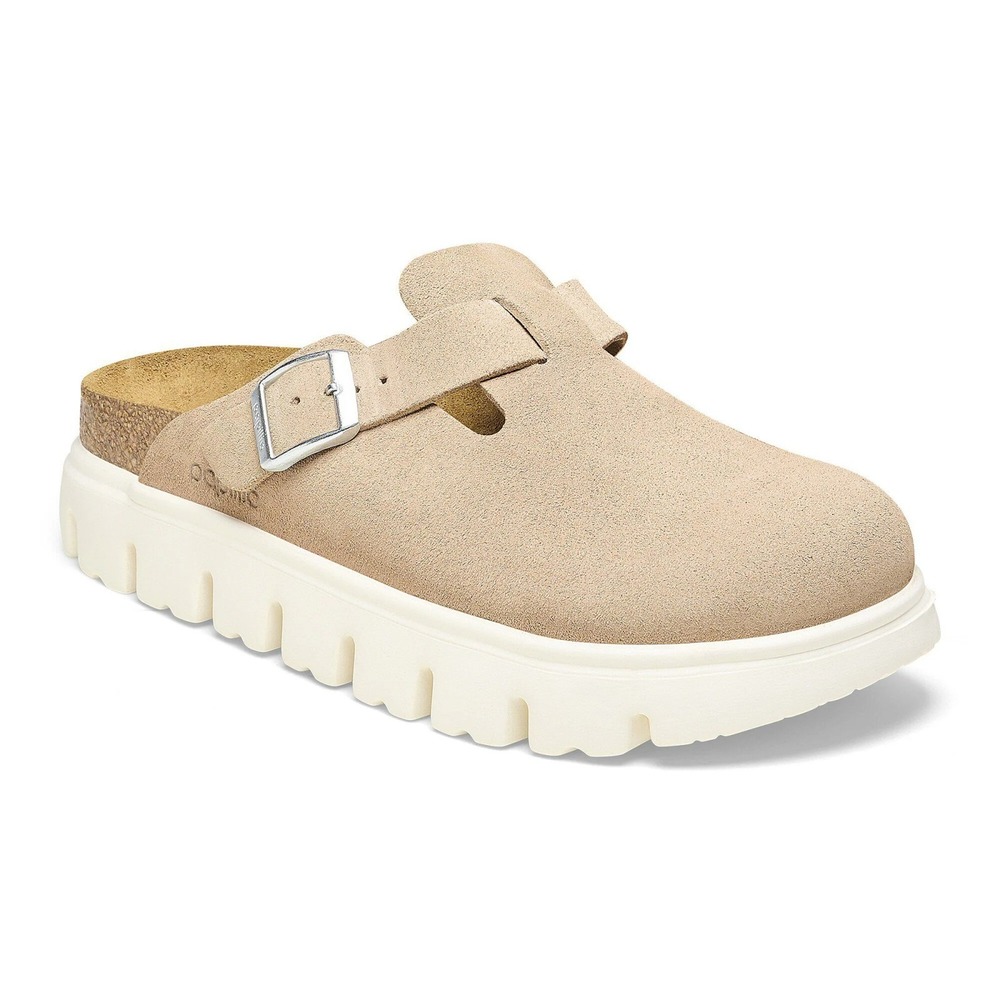 Papillio Birkenstock Boston Chunky Clogs Warm Sand Suede Womens 40 L9 M7